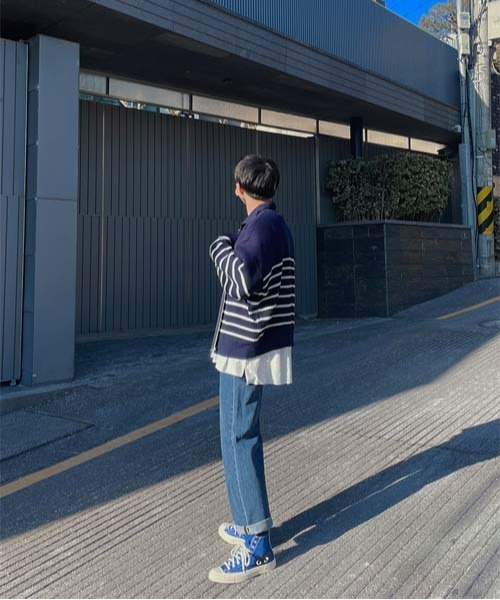 ASCLO（エジュクロ）の「ASCLO Bubble Border Zip Up Knit Cardigan（カーディガン/ボレロ・メンズ・アイボリー/ネイビー・FREE）」の21枚目の写真
