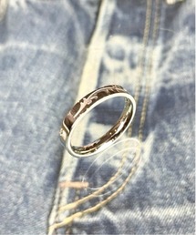 /金属アレルギー対応/4ミリ平打ち ダイヤモンドセットアップリング リーフデザイン