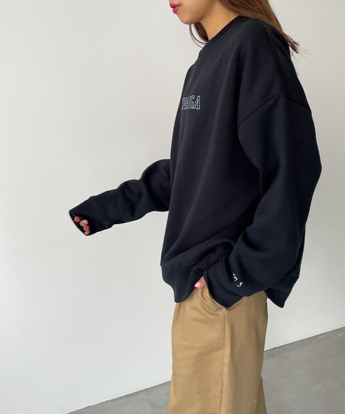 1975 tokyo(イチキューナナゴートーキョー)の「1975 TOKYO(1975 トーキョー) "TOPANGA"裏起毛クルーネックトレーナー(スウェット・レディース・グレー/ホワイト/ブラック・X-LARGE/LARGE)」の6枚目の写真