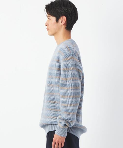 green label relaxing（グリーンレーベルリラクシング）の「ツイル裏ボーダー クルーネック ニット（ニット/セーター・メンズ・グレー/オフホワイト/ダークグレー・S/M/L/XL）」の4枚目の写真