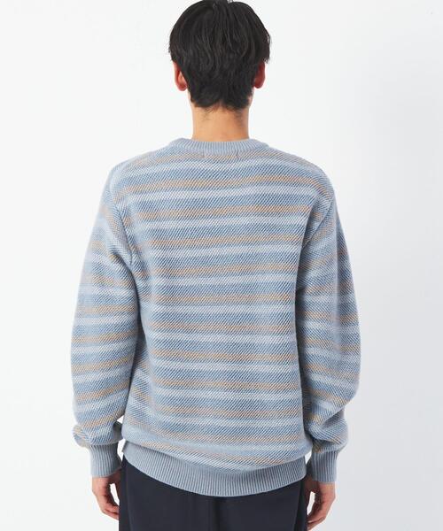 green label relaxing（グリーンレーベルリラクシング）の「ツイル裏ボーダー クルーネック ニット（ニット/セーター・メンズ・グレー/オフホワイト/ダークグレー・S/M/L/XL）」の5枚目の写真