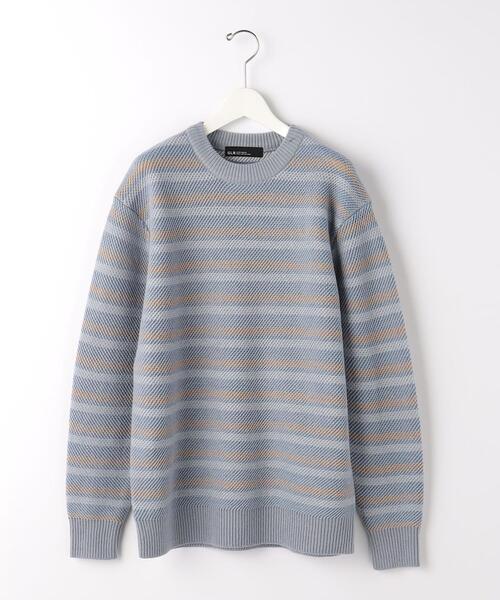 green label relaxing（グリーンレーベルリラクシング）の「ツイル裏ボーダー クルーネック ニット（ニット/セーター・メンズ・グレー/オフホワイト/ダークグレー・S/M/L/XL）」の6枚目の写真