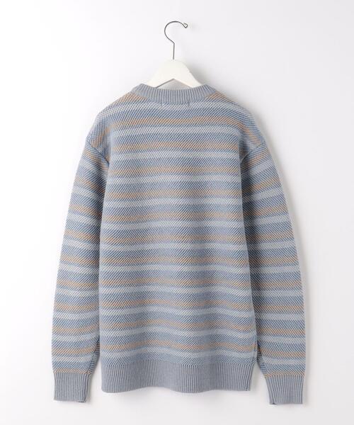 green label relaxing（グリーンレーベルリラクシング）の「ツイル裏ボーダー クルーネック ニット（ニット/セーター・メンズ・グレー/オフホワイト/ダークグレー・S/M/L/XL）」の9枚目の写真