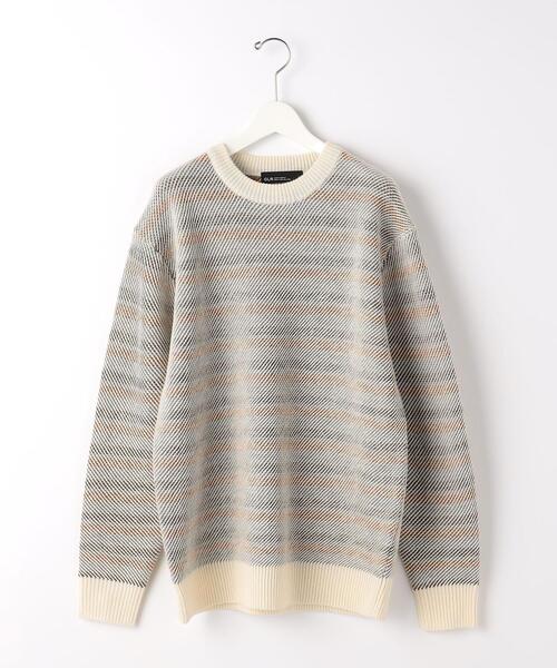 green label relaxing（グリーンレーベルリラクシング）の「ツイル裏ボーダー クルーネック ニット（ニット/セーター・メンズ・グレー/オフホワイト/ダークグレー・S/M/L/XL）」の14枚目の写真