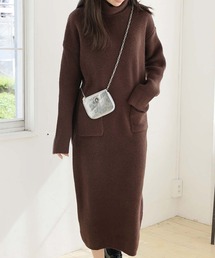 LAFFMO | タートルネックロングリブニットワンピース(ワンピース)