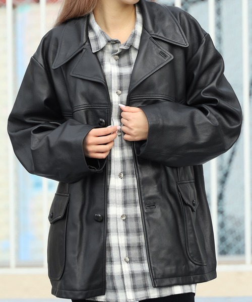 TOWNCRAFT（タウンクラフト）の「TOWNCRAFT/タウンクラフト LEATHER RANCH COAT コート（ライダースジャケット・メンズ・ブラック・M/L）」の17枚目の写真