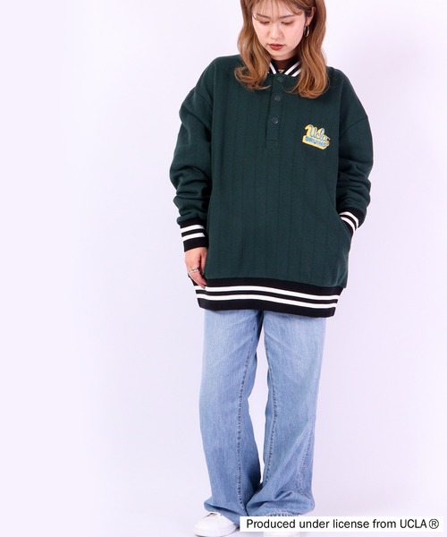 UCLA(ユーシーエルエー)の「UCLA ハーフ釦リブライントレーナー(スウェット・メンズ・マスタード/アイボリー/ブルー/グリーン・L/M)」の13枚目の写真