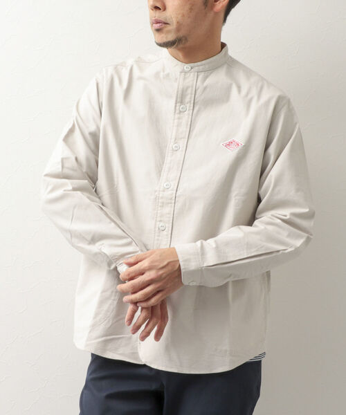 DANTON(ダントン)の「【DANTON/ダントン】BAND COLLAR SHIRT L/S YOX バンドカラーシャツ(シャツ/ブラウス・メンズ・キナリ/ホワイト/ブルー・38/40/42/44)」の1枚目の写真