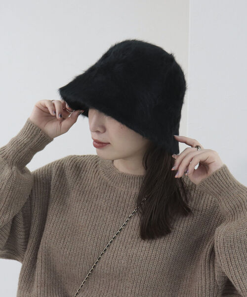 fredy emue（フレディエミュ）の「フェザーバケハ（ハット・レディース・キャメル/クリーム/ブラック・FREE）」の6枚目の写真