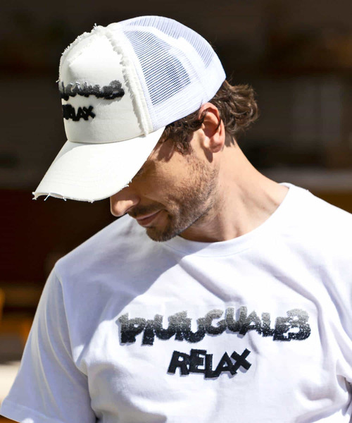 1piu1uguale3 RELAX（ウノピュウノウグァーレトレリラックス）の「1PIU1UGUALE3 RELAX(ウノピゥウノウグァーレトレ リラックス)グラデーション3Dロゴキャップ（キャップ・メンズ・ブラック/ホワイト・ONE SIZE）」の7枚目の写真