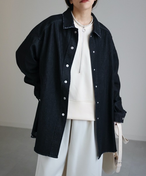 ap retro(アプレトロ)の「デニムシャツジャケット(デニムジャケット・レディース・ブルー/ブラック/ライトブルー・FREE)」の2枚目の写真