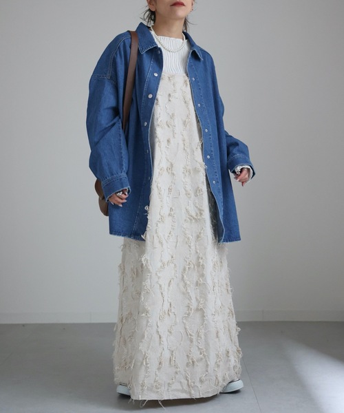 ap retro(アプレトロ)の「デニムシャツジャケット(デニムジャケット・レディース・ブルー/ブラック/ライトブルー・FREE)」の14枚目の写真