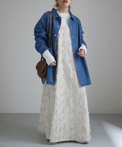 ap retro(アプレトロ)の「デニムシャツジャケット(デニムジャケット・レディース・ブルー/ブラック/ライトブルー・FREE)」の15枚目の写真