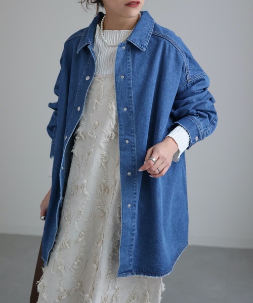 ap retro(アプレトロ)の「デニムシャツジャケット(デニムジャケット・レディース・ブルー/ブラック/ライトブルー・FREE)」の10枚目の写真