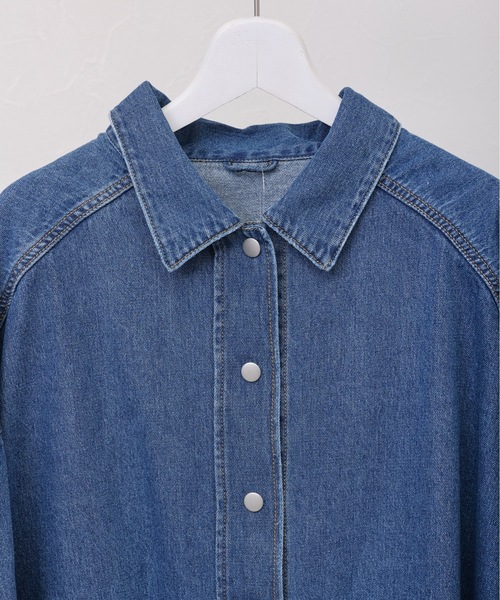ap retro(アプレトロ)の「デニムシャツジャケット(デニムジャケット・レディース・ブルー/ブラック/ライトブルー・FREE)」の21枚目の写真