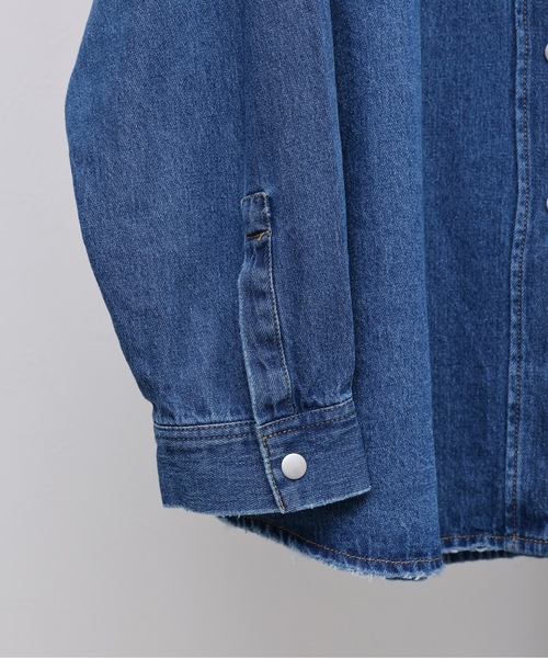 ap retro(アプレトロ)の「デニムシャツジャケット(デニムジャケット・レディース・ブルー/ブラック/ライトブルー・FREE)」の22枚目の写真