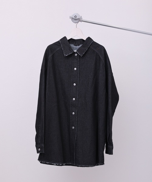 【ほぼ未使用】GALLARDAGALANTE デニムビックシャツ　ジャケット Hatsunex ビッグシルエットデニムジャケット（ブラック