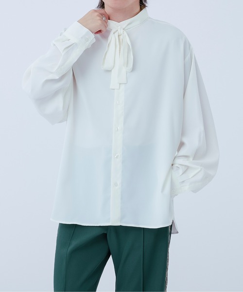 未使用 ELHALMエルハルム ホワイト バンドカラーノーカラーシャツ ブラウス 楽天市場】(M)ミュウリスバンドカラーシャツ NUMERALS