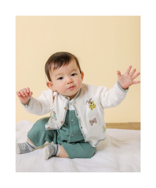 SLAP SLIP BABY（スラップスリップベビー）の「SLAPSLIPBABY/襟付サロペットレイヤード風ロンパースベビー(60~80cm)（ロンパース・キッズ・グレー/グリーン・80/60/70）」の8枚目の写真
