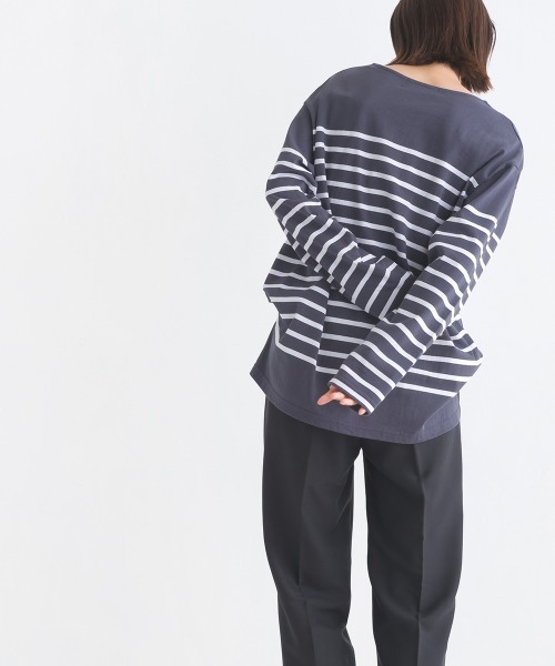 OMNES(オムネス)の「パネルボーダーコットン長袖Tシャツ(Tシャツ/カットソー・レディース・ホワイト×ブルー/ホワイト×ブラック/ネイビー×ホワイト/ホワイト×グリーン/グレー系その他/ホワイト系その他・FREE)」の19枚目の写真