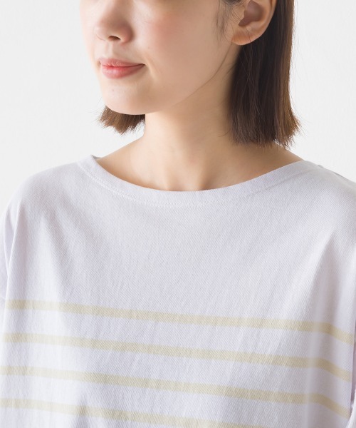OMNES(オムネス)の「パネルボーダーコットン長袖Tシャツ(Tシャツ/カットソー・レディース・ホワイト×ブルー/ホワイト×ブラック/ネイビー×ホワイト/ホワイト×グリーン/グレー系その他/ホワイト系その他・FREE)」の21枚目の写真