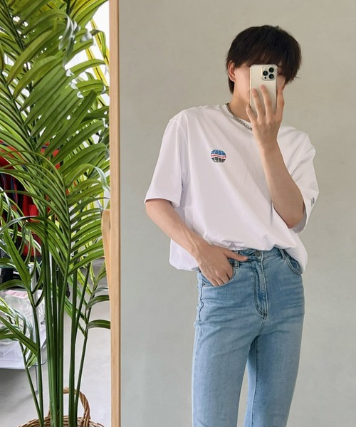 Paragraph（パラグラフ）の「Paragraph(パラグラフ)/Earth Print T-shirt/サークル アース ロゴ バックプリント オーバーサイズ 無地 コットン Tシャツ（Tシャツ/カットソー・レディース・パープル/ホワイト/チャコールグレー/グレー・FREE）」の16枚目の写真
