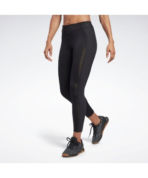 Reebok（リーボック）の「ヨガ リブ タイツ / YOGA HR RIB TIGHT（レギンス/スパッツ・レディース・ブラック/パープル・SMALL/LARGE/MEDIUM/X-LARGE/X-SMALL）」の2枚目の写真