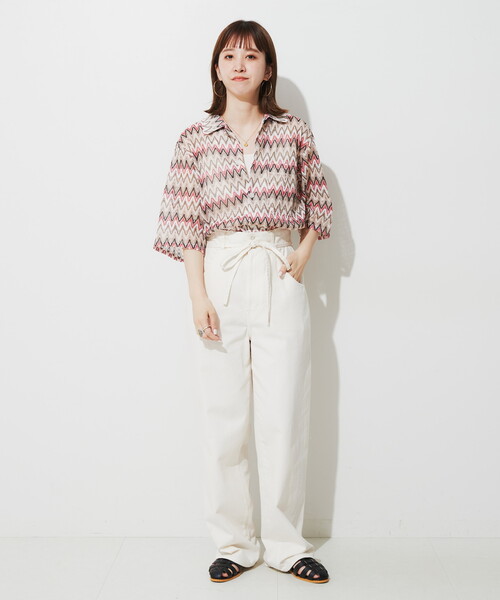 B.C STOCK(ベーセーストック)の「VARIOUS 総柄レースメッシュシャツ(シャツ/ブラウス・メンズ・ベージュ/ネイビー/イエロー・MEDIUM/LARGE)」の4枚目の写真