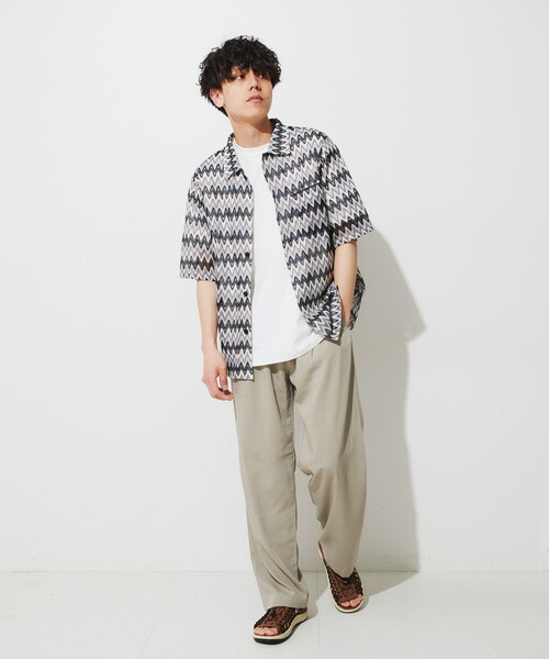 B.C STOCK(ベーセーストック)の「VARIOUS 総柄レースメッシュシャツ(シャツ/ブラウス・メンズ・ベージュ/ネイビー/イエロー・MEDIUM/LARGE)」の8枚目の写真