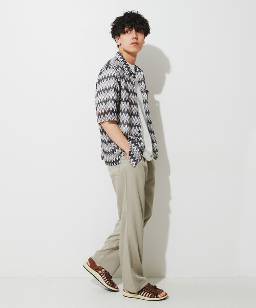 B.C STOCK(ベーセーストック)の「VARIOUS 総柄レースメッシュシャツ(シャツ/ブラウス・メンズ・ベージュ/ネイビー/イエロー・MEDIUM/LARGE)」の9枚目の写真