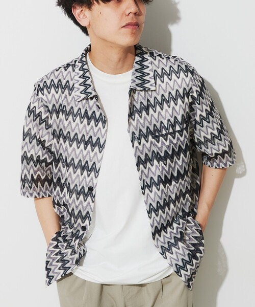 B.C STOCK(ベーセーストック)の「VARIOUS 総柄レースメッシュシャツ(シャツ/ブラウス・メンズ・ベージュ/ネイビー/イエロー・MEDIUM/LARGE)」の11枚目の写真