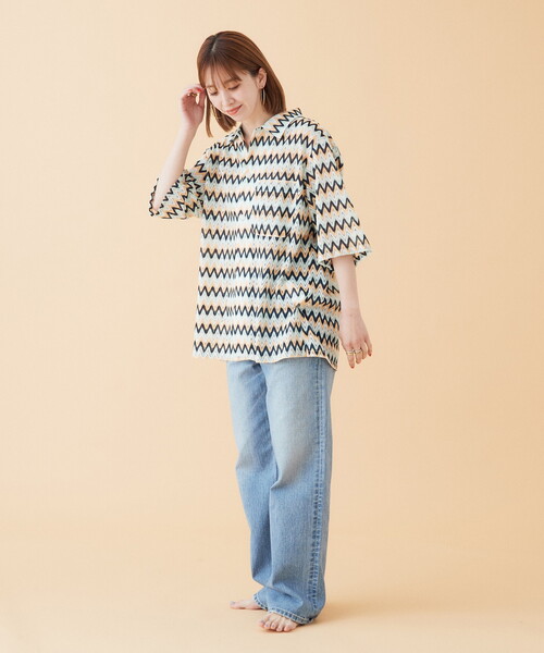 B.C STOCK(ベーセーストック)の「VARIOUS 総柄レースメッシュシャツ(シャツ/ブラウス・メンズ・ベージュ/ネイビー/イエロー・MEDIUM/LARGE)」の14枚目の写真