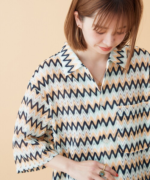 B.C STOCK(ベーセーストック)の「VARIOUS 総柄レースメッシュシャツ(シャツ/ブラウス・メンズ・ベージュ/ネイビー/イエロー・MEDIUM/LARGE)」の20枚目の写真