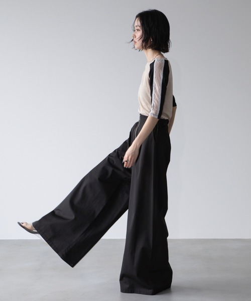 ジーヴィジーヴィ ハイウェストワイドパンツ HIGH-WAISTED WIDE-LEG TROUSERS ハイウエスト ワイドレッグ