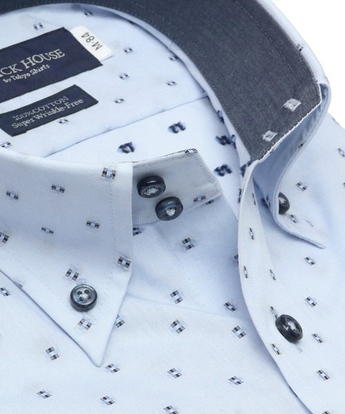 TOKYO SHIRTS（トウキョウシャツ）の「形態安定ノーアイロン ドゥエボットーニ・ボタンダウン 長袖ビジネスワイシャツ（ビジネスシャツ・メンズ・ブルー・首回り37cm-裄丈80cm/首回り37cm-裄丈84cm/首回り39cm-裄丈80cm/首回り39cm-裄丈84cm/首回り41cm-裄丈82cm/首回り41cm-裄丈86cm/首回り42cm-裄丈82cm/首回り42cm-裄丈86cm/首回り43cm-裄丈82cm/首回り43cm-裄丈86cm）」の4枚目の写真