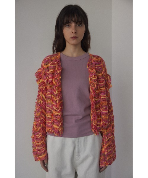 BLACK BY MOUSSY（ブラックバイマウジー）の「tape yarn cardigan（テープヤーンカーディガン）（カーディガン/ボレロ・レディース・ピンク系その他/グレー/グリーン・FREE）」の22枚目の写真