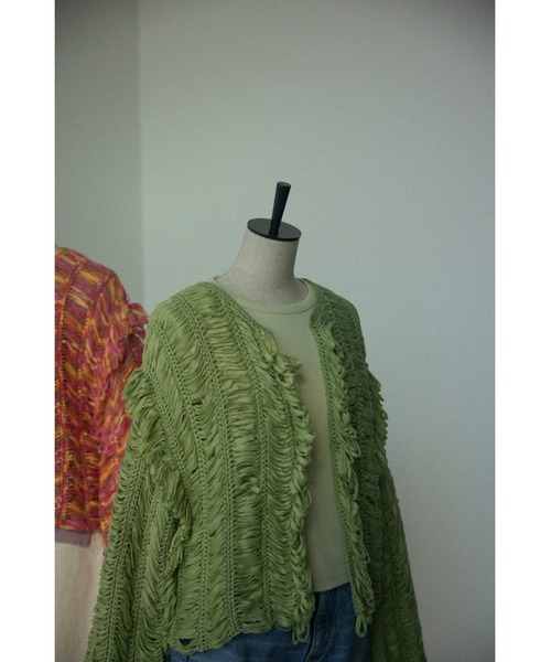 BLACK BY MOUSSY（ブラックバイマウジー）の「tape yarn cardigan（テープヤーンカーディガン）（カーディガン/ボレロ・レディース・ピンク系その他/グレー/グリーン・FREE）」の15枚目の写真