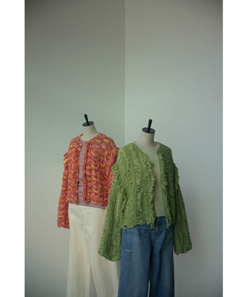 BLACK BY MOUSSY（ブラックバイマウジー）の「tape yarn cardigan（テープヤーンカーディガン）（カーディガン/ボレロ・レディース・ピンク系その他/グレー/グリーン・FREE）」の20枚目の写真