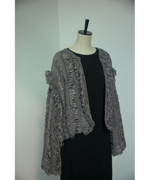 BLACK BY MOUSSY（ブラックバイマウジー）の「tape yarn cardigan（テープヤーンカーディガン）（カーディガン/ボレロ・レディース・ピンク系その他/グレー/グリーン・FREE）」の18枚目の写真