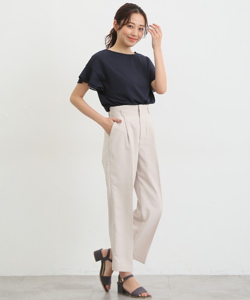 Honeys（ハニーズ）の「フリル袖Ｔシャツ（Tシャツ/カットソー・レディース・ネイビー/ピンク/モカ/オフホワイト/ライトベージュ/ブラック/ブルー/レッド/ダークブルー・LL/M/S/3L/L）」の10枚目の写真