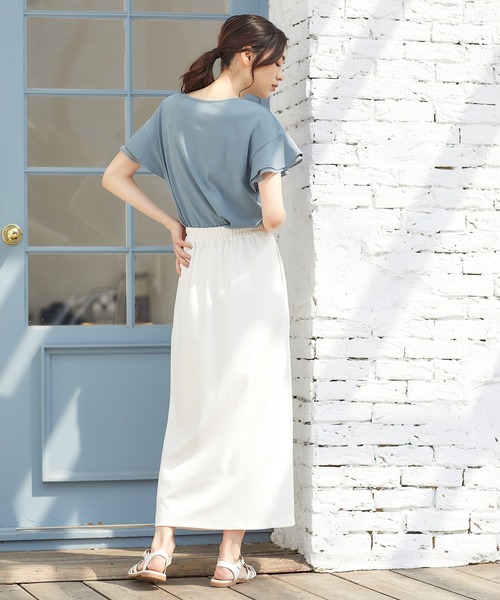 Honeys（ハニーズ）の「フリル袖Ｔシャツ（Tシャツ/カットソー・レディース・ネイビー/ピンク/モカ/オフホワイト/ライトベージュ/ブラック/ブルー/レッド/ダークブルー・LL/M/S/3L/L）」の18枚目の写真