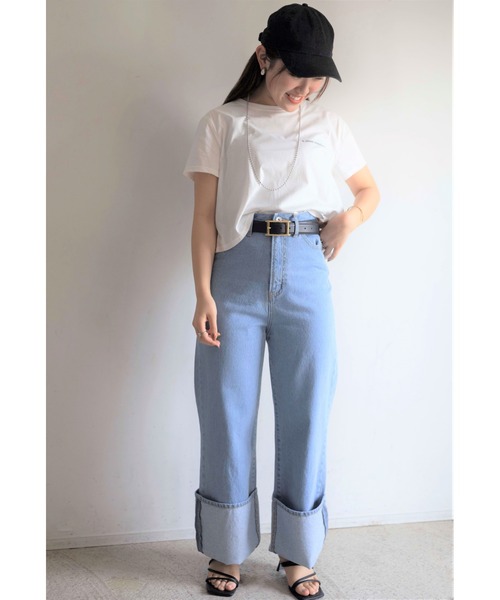 Yucca（ユッカ）の「ショート丈ロゴTシャツ　（MEKKE　低身長向け）（Tシャツ/カットソー・レディース・オフホワイト/ライトイエロー/ブラック・FREE）」の19枚目の写真