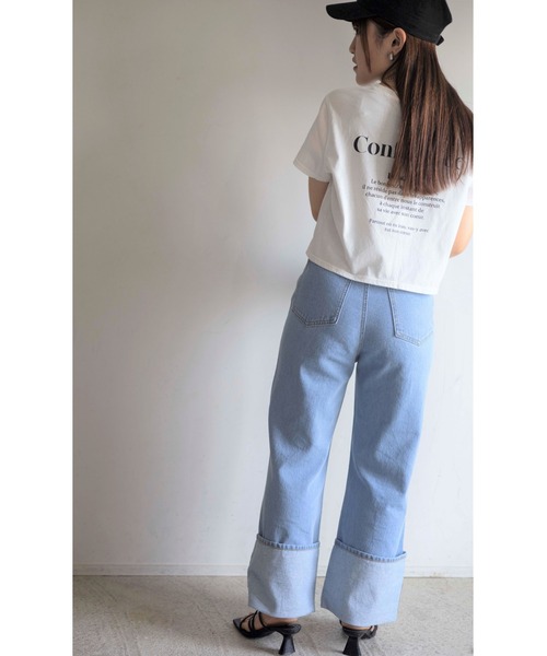 Yucca（ユッカ）の「ショート丈ロゴTシャツ　（MEKKE　低身長向け）（Tシャツ/カットソー・レディース・オフホワイト/ライトイエロー/ブラック・FREE）」の17枚目の写真