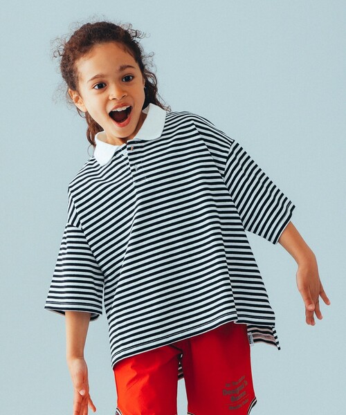 こども ビームス（コドモビームス）の「RHYTHM UNION / ビッグ ポロシャツ 23（100～120cm）（ポロシャツ・キッズ・ブラック/ホワイト/ネイビー/レッド・100/110/120）」の2枚目の写真