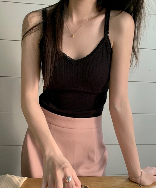 Jewelobe（ジュエローブ）の「レースストラップコルセットライクキャミソール（Tシャツ/カットソー・レディース・ブルー/ブラック/ピンク/グリーン/ホワイト・FREE）」の14枚目の写真