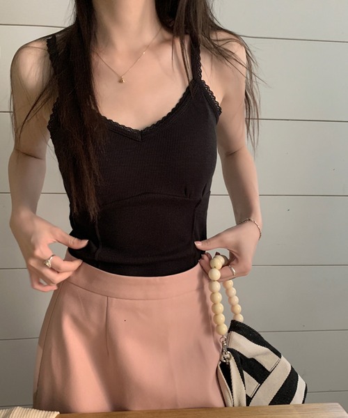 Jewelobe（ジュエローブ）の「レースストラップコルセットライクキャミソール（Tシャツ/カットソー・レディース・ブルー/ブラック/ピンク/グリーン/ホワイト・FREE）」の17枚目の写真