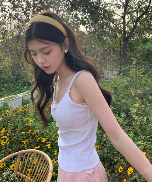 Jewelobe（ジュエローブ）の「レースストラップコルセットライクキャミソール（Tシャツ/カットソー・レディース・ブルー/ブラック/ピンク/グリーン/ホワイト・FREE）」の9枚目の写真