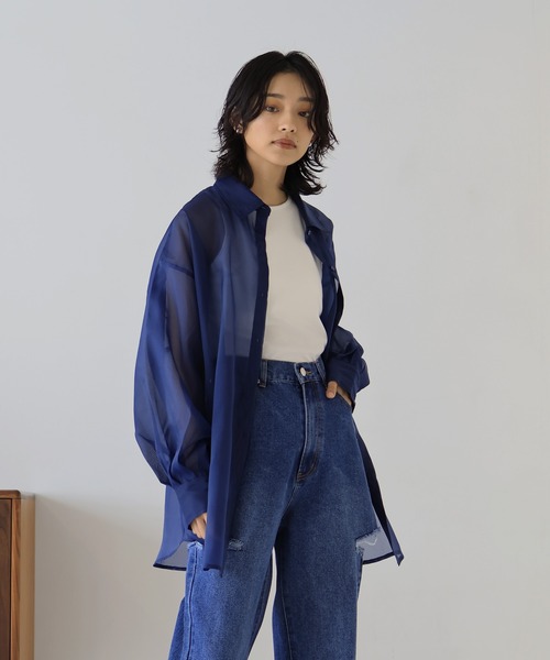 hellam(へラム)の「オーガンジー オーバーサイズシャツ(シャツ/ブラウス・レディース・オフホワイト/グレー/イエロー/ネイビー/ブラック・FREE)」の21枚目の写真