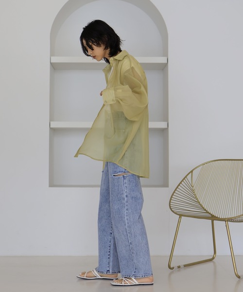 hellam(へラム)の「オーガンジー オーバーサイズシャツ(シャツ/ブラウス・レディース・オフホワイト/グレー/イエロー/ネイビー/ブラック・FREE)」の18枚目の写真