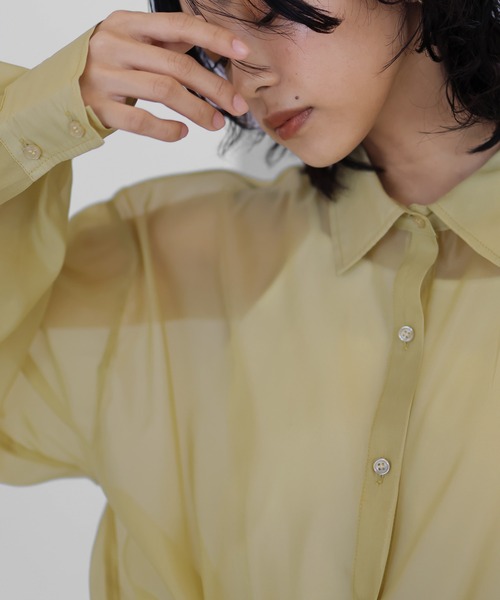 hellam(へラム)の「オーガンジー オーバーサイズシャツ(シャツ/ブラウス・レディース・オフホワイト/グレー/イエロー/ネイビー/ブラック・FREE)」の14枚目の写真